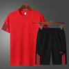 Chegada Nova de Verão Roupa Esportiva para Corrida Conjunto Masculino Fitness Solto Secagem Rápida Manga Curta Shorts Conjunto Casual Camiseta tamanho plus