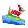 Suprimentos de Natal Infláveis de 1,5m Dachshund Surfing Inflável Luzes LED Layout do Local Decorações de Pátio