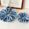 Novo Estilo Azul Denim Laço Camada Dupla Argola de Cabelo Bolsa Cereja Vermelha Faixa de Cabeça Faixa de Cabeça Feriado Doce Beleza Toalha Triângulo