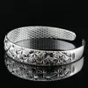 Kaiwei clássico temperamento prata flor de carro feita à mão Pulseira Estrela pulseira estrela aberta grossa pulseira larga de 12 mm
