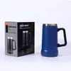 Taza de cerveza estilo brasileño de gran capacidad 304 de acero inoxidable de doble pared con aislamiento al vacío de 24 oz con asa, logo personalizable