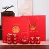 Set de Ceremonia de Té para Celebración de Boda, Suministros de Compromiso Estilo Chino, Bandeja Roja de Dote Nupcial, Tetera, Caja de Regalo para Juego de Té