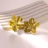 Brincos Europeus e Americanos Transfronteiriços de Aço Inoxidável Atmosféricos Simples Dourados Flor de Pétala Exagerados Estilo Retrô Brincos Brincos