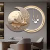 Luces LED para Restaurante Pintura Decorativa para Comedor Sala de Estar de Lujo Moderno Pared de Fondo de Sala de Estar Pintura Luminosa Colgante Mural de Ciervo de Gama Alta