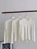 Camiseta Base de Lana con Cuello Redondo de Acetato Tencel para Mujer, Camiseta Súper Suave y Acogedora de Otoño e Invierno, Color Sólido Simple, Top Cálido de Manga Larga