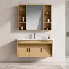 Tocador de baño para residencia de ancianos, sin pintura, madera maciza multicapa, combinación de gabinete de lavabo montado en la pared, adecuado para baños de discapacitados