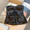 Camisole Sexy Versátil de Cetim com Laço Nova Coleção Primavera 2026 para Mulheres, Top Tubo Ultra-Curto Sexy Costas Nuas