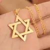 Collar con Colgante de Estrella de Seis Puntas de Acero Inoxidable Europeo y Americano Transfronterizo, Cadena para Suéter de Acero de Titanio Simple de Lujo Ligero Personalizado