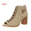 Ju Yuan En Stock Moda Europea y Americana Nuevo Estilo Tacón Grueso Comercio Exterior Tallas Grandes Zapatos de Mujer Sandalias de Tacón Alto para Mujer Sandalia de Mujer