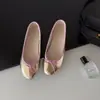 Versión de piel de oveja~Elegantes y sofisticados zapatos planos de ballet estilo girly dulce con lazo para mujer, sin cordones, piel suave
