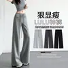 Calça de moletom casual estilo americano, solta, perna reta, para mulheres, design com bolso frontal de verão, calça de perna larga com caimento
