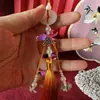 Yixiangfei hebilla de seguridad de tres colgantes borla 12 cm borla cheongsam vestido cara de caballo colgante de jade decoración colgante de cintura tapeta de presión paso prohibido