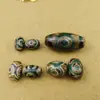 Cuentas Dzi Antiguas Naturales del Tíbet Cuentas Sueltas para Manualidades Accesorios Ágata Negra Cinabrio Cuentas Dzi de Nueve Ojos Pulsera Colgante Collar