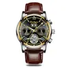 Padah Nuevo Reloj Mecánico Automático Multifuncional Impermeable para Hombre Reloj Luminoso Hueco Correa de Acero Fino para Hombre Calendario