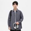 Nova Camisa Masculina de Manga Longa Outono Estilo Japonês Estilo de Hong Kong Algodão Solta Cor Sólida Casual Jaqueta Camisa de Trabalho Tendência