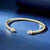 Pulseira Aberta para Exportação no Atacado com Moissanita Gota d'Água, Banhada a Prata S925 com Ouro 18K, Acessório de Joia da Moda para o Dia a Dia