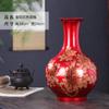 Jingdezhen Cerámica Florero Adornos Rojo Chino Arreglo Floral Decoraciones Artesanales Botella de Porcelana para Sala de Estar Hogar Chino