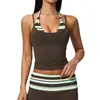 [En Stock] Camiseta de Tirantes de Yoga Transfronteriza Europea y Americana para Mujer, Sujetador Deportivo de Color Contrastante con Lunares, Escote Halter Moldeador, Doble Tira Falsa de Dos Piezas
