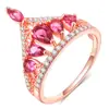 Anillo de moda de corona para mujer de moda europea y americana, anillo con incrustaciones de piedra, venta al por mayor directa de fábrica