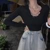 Camiseta Feminina Popular ins Super Quente de Manga Longa para Primavera e Outono Ajustada Afinando Estilo Coreano ins Moda Sexy Tops Camiseta