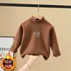 Camiseta Base de Forro Polar Semi-Alta para Niñas Otoño Invierno Ropa Interior Infantil Camiseta de Dibujos Animados Camiseta Cálida de Manga Larga para Niña Moderna