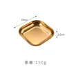 Prato Quadrado para Lanches em Aço Inoxidável 304 Estilo Coreano, Prato Dourado para Kimchi, Prato Comercial para Frango Frito e Batatas Fritas, Prato para Comida Frita e Prato Frio