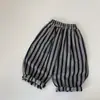 Pantalones Casuales Unisex para Niños de Primavera y Otoño Pantalones Harem de Marca Trendy con Bloques de Color y Rayas Estilo Coreano Retro para Bebés y Niños con Personalidad