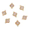 Cobre Relleno de Oro de 14K Borde de Circonita de Cristal Trébol de Cuatro Hojas Colgante Doble Accesorios Hecho a Mano DIY Colgante Accesorios de Joyería Al por Mayor
