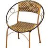Cadeira de Rattan com Encosto Trançado, Banqueta Baixa, Conjunto de Mesa e Cadeiras, Arte em Ferro, Cadeira de Lazer Externa para Varanda de Casa, Cadeira Individual para Idosos
