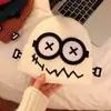 Gorro de Lana Tejido Divertido para Estudiante Niña Invierno Femenino Lindo Niños Familia Estilo Japonés Gorro Bola de Pelo Cálido Protección para Orejas