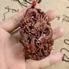 Colgante de Doble Cara Hueco Tallado de Madera de Águila Voladora Jugando con Cuentas Colgante para Hombre Estilo Chino Pieza de Mano de Artesanía Cultural y Artística