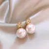 Pendientes de Perla de Circonita de Moda de Aguja Plateada Pendientes de Botón Retro de Lujo Ligero de Nicho Francés Pendientes Nuevos 2026