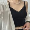 Camisola Corta de Encaje Francés Sexy Cuello en V Transpirable Copa Fija Lencería Hermoso Chaleco de Espalda Sexy Versátil Top de Tubo