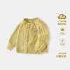 Cardigan de Tricô 100% Algodão Infantil para Meninas, Novo Estilo Primavera e Outono com Bordado de Urso, Jaqueta Suéter Macia e Quente para Bebês