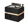 Mesita de noche inteligente de madera maciza, mesita de noche minimalista moderna, estilo dormitorio crema, mueble de almacenamiento multifuncional para el hogar de lujo ligero