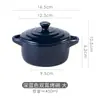 Olla de Cerámica Doble Asa con Tapa para Estofado, Uso Doméstico, Tazón para Cocer Huevos al Vapor, Estofar Nido de Pájaro, Tazón para Hornear Postres, Horno de Microondas
