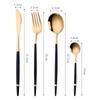 Celebridad de Internet de Amazon Portugal transfronterizo vajilla de acero inoxidable creativa mango largo cuchillo para bistec, tenedor y cuchara cuatro piezas principales de comida occidental