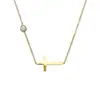 Pingente Cruz Exquisito para o Trabalho, Corrente de Clavícula em Aço Titânio Microincrustado Não Brilhante, Luxo Leve Elegante, Design Minimalista de Nicho