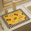 Alfombrilla de escritorio para cachorros con borde de color dopamina, alfombrilla impermeable de tierra de diatomeas de secado rápido, alfombrilla para escurrir platos en encimera de cocina