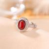 Anillo Yilu Silver S925 de plata esterlina con diseño étnico retro de color púrpura sangre, con diseño de hierba Tang y cara de huevo, anillo abierto de plata combinable con todo.