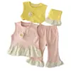 Conjunto de Verano para Niñas, Nuevo Elegante Conjunto de Manga Corta Estilo Urbano para Niños, Moderno Conjunto de Dos Piezas para Bebés y Niños Pequeños