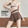 Conjunto deportivo de dos piezas para correr y fitness, top deportivo fruncido, shorts de cintura alta, ajuste ceñido y que realza la figura, ropa para entrenamiento de Pilates, yoga, verano