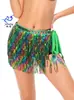 Falda de Lentejuelas con Borlas Danza del Vientre Cadera Vibrante Vestido Cadena de Cintura con Lentejuelas y Borlas Bohemio