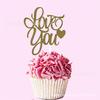 Exportação Cartão para Bolo DIY de Casamento Cartão para Sobremesa LOVEYOU Cartão de Papel com Glitter Decoração de Bolo para Assar