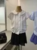 WGWE9623 Guangzhou Treze Hong Roupas Femininas Verão 2026 Novo Top Camisa Solta de Manga Curta Plissada com Gola Boneca