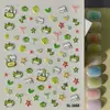 Adesivos de Unha de Gatinho Macios Fofos Desenho Animado 3D Impermeáveis Gatinho Maçã Adesivos de Unha em Relevo para Crianças Modelo Sl
