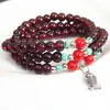 Pulsera de pareja estilo coreano directa de fábrica 6 mm para mujer larga de Granate pulsera de moda moderna todo-partido Pez