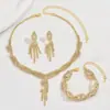 Conjunto de três peças transfronteiriço pulseira de corrente de garra colar de casamento com strass brincos joias joias para banquete conjunto para vestido de noite céu estrelado