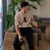 Verão novo ins estilo de negócios levemente maduro alta qualidade casual gola de lapela slim fit camisa de malha masculina POLO manga curta moderno
