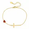 Pulseira Amazon Cross-Border Coração Cruzado 12 Pedras de Nascimento Versátil Estilo Simples Corrente Fina Joia Presente de Aniversário